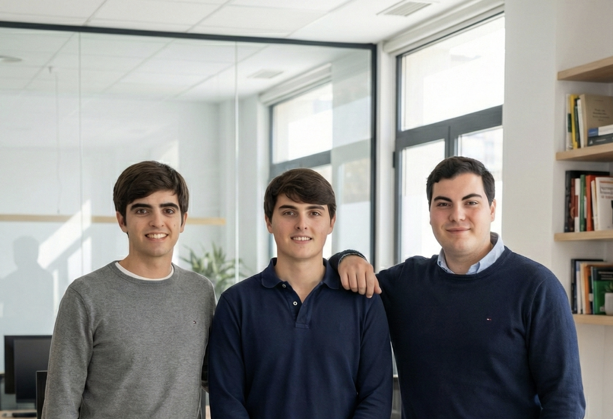 Hugo Cantero, David Hernández y Javier Madruga, equipo de Filtro Digital en un espacio de coworking