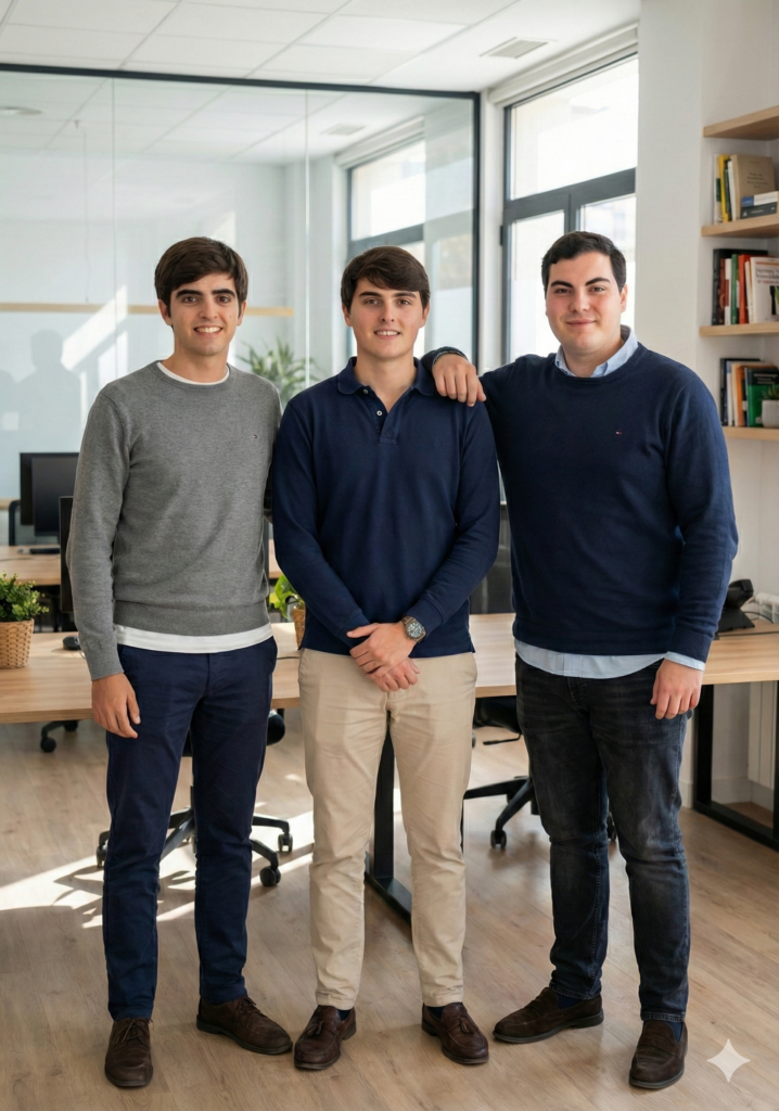 Hugo Cantero, David Hernández y Javier Madruga, equipo de Filtro Digital en un espacio de coworking